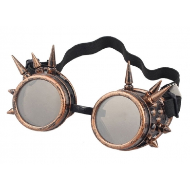 Ultra Bronze with Brown Lenses Rivet Steampunk Goggles Mens Womens Cyber Glasses Victorian Punk Welding Cosplay Goth Rustic Rivet Round Eyewear