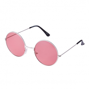 Ultra Silver Frame with Dark Pink Lenses Large Adults Retro Round Classic Sunglasses John Lennon Style Men Women Glasses UV400