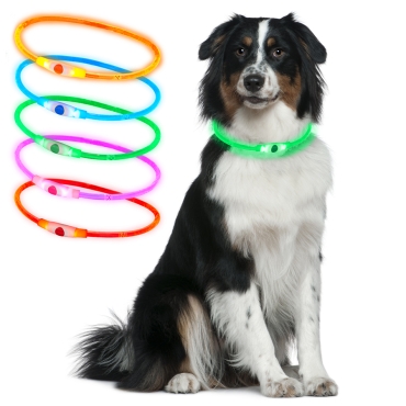Ultra Green Light Up Dog Collar LED Dog Collar USB Rechargeable Flashing Dog Collar For Walks Night Safety LED Light Fluorescent Dog Collar Adjustable Cut to Fit Any Size Dog Collars with Three Modes