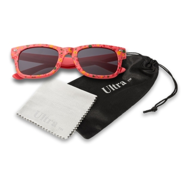 Ultra Pink Floral Childrens Sunglasses Classic Kids Glasses UV400 UVA UVB Protection Girls Boys Retro Fashion Shades Unisex Suitable for Ages 3 to 10 Years