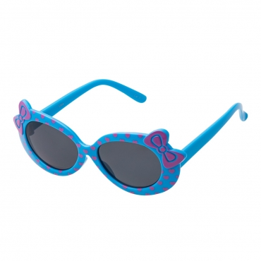 Ultra Blue Framed Girls Sunglasses Childrens Classic Cute Retro Bow Heart Glasses Kids Kitty Summer UV400 Protection Suitable for Ages 3 to 7 Years