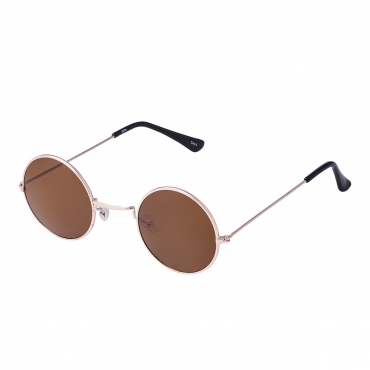 Ultra Gold Frame with Brown Lenses Retro Round Adults Small John Lennon Style Sunglasses Classic Men Women Vintage Retro UV400 Glasses Unisex