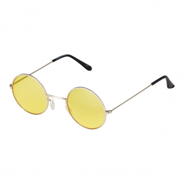 Ultra Adults Small Retro Round Classic John Lennon Style Sunglasses Mens Women UV400 Glasses-Silver Frame Yellow Lenses