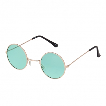 Ultra Gold with Green Lenses Small Style Adults Retro Round Sunglasses John Lennon Style vintage look quality UV400 Sunglasses for men Women in Silver and Black with Red Blue Smoke Lenses