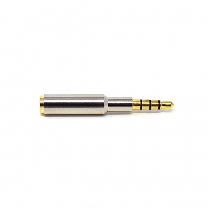 Ultra Male To Female 45mm 4 Pole 3 5mm Silver Plated Gold Plated Metal Headphone Jack
