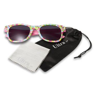 Ultra Pink Floral Vibrant Childrens Sunglasses Classic Kids Glasses UV400 UVA UVB Protection Girls Boys Retro Fashion Shades Unisex Suitable for Ages 3 to 10 Years