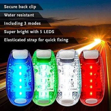 Ultra LED Safety Lights Clip On Flashing Strobe Light High Visibility for Running Jogging Walking Cycling for Kids Dog Bicycle Bike Lights Helmet Light Hi Vis Armbands Running-4 Pack 1 Blue 1 Green 1 Red 1 White