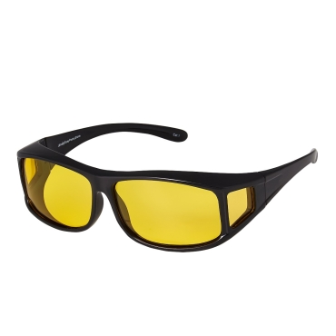 Ultra Black Over Glasses Style with Side Windows Large Over Glasses Night Driving Glasses Men's and Women's Polarised Sunglasses Anti Glare Amber Lens UV400 Polarized Sunglasses Yellow Tinted Glasses Anti Glare Dazzle Golf Sailing