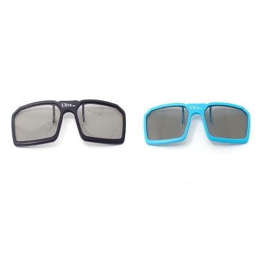 2 Pairs of Passive Universal 3D New Standard Clip on Glasses for Prescription Eyewear for use with all Passive 3d Tvs Cinema and Projectors