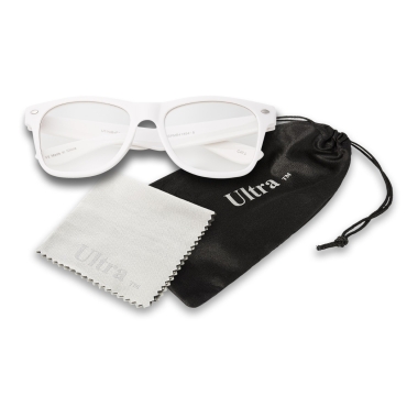 Ultra White Adults Classic Costume Fake Glasses with Clear Lenses Retro Design For Men Women For Fancy Dress Geek Look Cosplay Hipsters World Book Day Glasses Frames Clear Lens Fashion Glasses