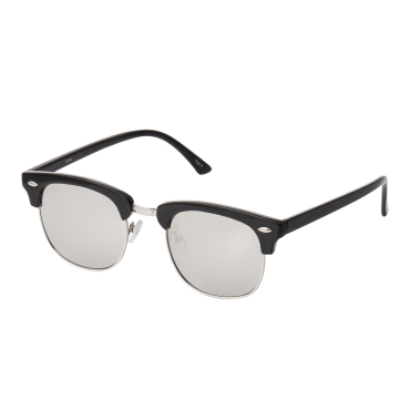 Ultra Adults Black with Silver Lenses Half Rimmed Classic Mens Womens Sunglasses Retro UV400 Rimmed Fashion Glasses Shades Eyewear Horn Rimmed Unisex