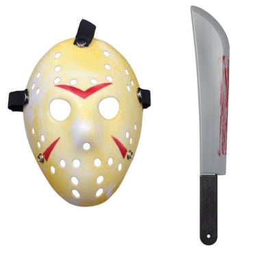 Ultra Hockey Mask & Machete Halloween Thermoplastic Horror Battle Worn