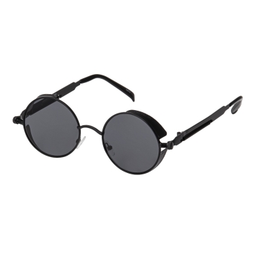 Ultra Black Round Steampunk Sunglasses UV400 Protection Mens Ladies Metal Glasses Classic Gothic Retro Tea Copper Cyber Victorian Cosplay Goggles