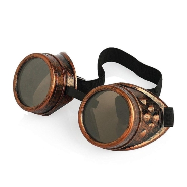 Ultra Bronze with Brown Lenses Steampunk Goggles Mens Womens Cyber Glasses Victorian Punk Welding Cosplay Goth Rustic Rivet Round Eyewear