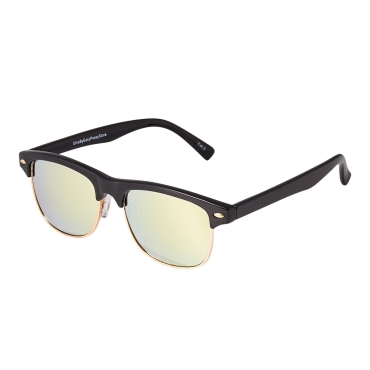 Black Frame Gold Lenses Childrens Round Half Frame Kids Sunglasses UV400 UVA Protection Retro Classic Boys Girls Glasses Half Rim Vintage Style Suitable for Ages 3 to 8 years