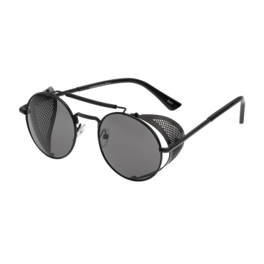 Ultra Black with Black Lenses Steampunk Deep Blinder Sunglasses Retro Women Mens Round Goggles Metal Gothic Circle Cyber Cosplay Glasses UV400 Unisex