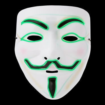 Ultra El Wire Guy Fawkes Mask Halloween Mask Hacker Mask Children Adult Anonymous Mask Guy Fawkes Masks LED Face Mask Cosplay Mask Light Up Mask Adults Kids Face Masks LED Mask-green
