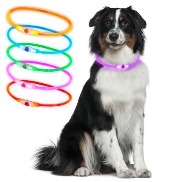 Ultra Pink Light Up Dog Collar LED Dog Collar USB Rechargeable Flashing Dog Collar For Walks Night Safety LED Light Fluorescent Dog Collar Adjustable Cut to Fit Any Size Dog Collars with Three Modes