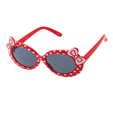 Ultra Red Framed Girls Sunglasses Childrens Classic Cute Retro Bow Heart Glasses Kids Kitty Summer UV400 Protection Suitable for Ages 3 to 7 Years