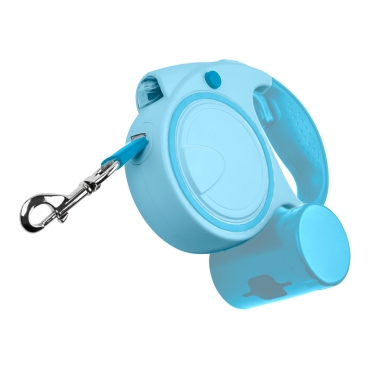 Ultra Blue Extendable Dog Lead 5m with LED Light &amp; Waste Bag Holder Poo Bag Dispenser Strong Retractable Leash for Large Dogs, Long Training Lead for Small Medium Large Dogs Flexi Dog Leads Reflective