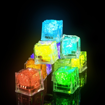 6 to 96 Packs of Square Bright LED Ice Cubes Reusable Ice Cubes Whiskey Stones Fake Ice Cubes Liquid Activated Flashing Ice Cubes Water Sensor Light Up Cubes LED Light Bar Gin Ice Cubes Decorative Freezable