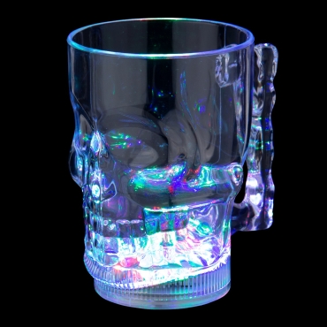 65 Ultra LED Flashing Plastic Skull Mug with Handles LED Light Bar Water Glasses Plastic Tumblers For Adults Children Beer Stein Glass Disco Light