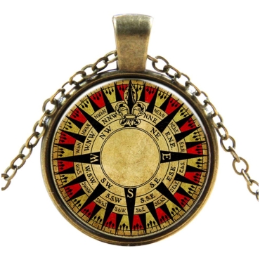 Nautical Compass Style Steampunk Necklaces Classic Cyber Punk Victorian Mens Womens Jewellery Chain and Pendant Copper Vintage Cosplay