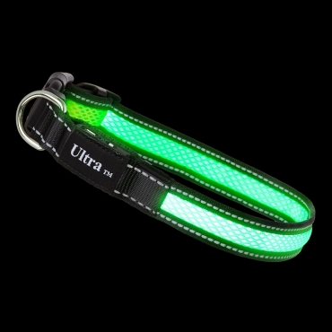 Green Light Up Dog Collar Flashing LED Dog Collar LED Dog Light Dog Safety Collar USB Rechargeable Dog Collar Light Adjustable Night Safety
