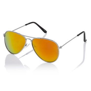 Ultra Silver Frame with Burnt Orange Lenses Childrens Kids Pilot Style Sunglasses Boys Girls Classic UV400 UVA UVB Metal Shades Glasses Unisex Suitable for Ages 3 to 9 Years