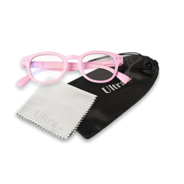 Ultra Pink Horn Rimmed Childrens Anti Blue Light Blocking Eye Strain Glasses Boys Girls Classic Kids Recommended Age 3 to 8 Years