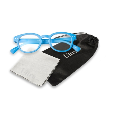 Ultra Powder Blue Horn Rimmed Childrens Anti Blue Light Blocking Eye Strain Glasses Boys Girls Classic Kids Recommended Age 3 to 8 Years