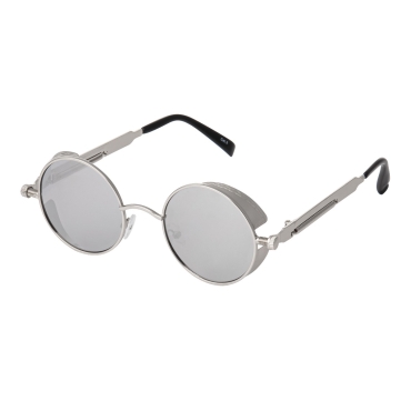 Ultra Silver Round Steampunk Sunglasses UV400 Protection Mens Ladies Metal Glasses Classic Gothic Retro Tea Copper Cyber Victorian Cosplay Goggles