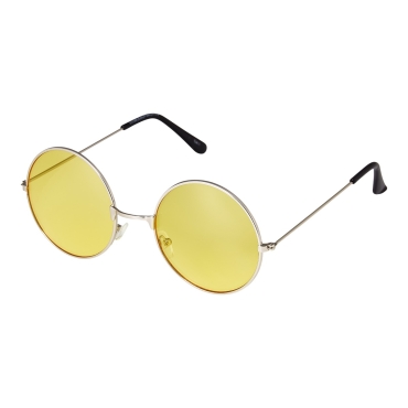 Ultra Silver Frame Yellow Lenses Large Adults Retro Round Classic Sunglasses John Lennon Style Men Women Glasses UV400