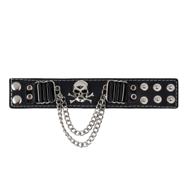 Skull with Buckles Leather Goth Steampunk Bracelet Emo Punk Cyber Wrist Cuff Mens Womens Wristbands Biker Rock Vintage Gothic Style Adult Mens Bracelets Womens Bracelet Wrist Band Cyber Goth