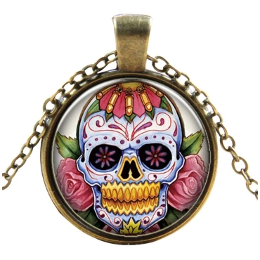 Skull with Roses Style Steampunk Necklaces Classic Cyber Punk Victorian Mens Womens Jewellery Chain and Pendant Copper Vintage Cosplay