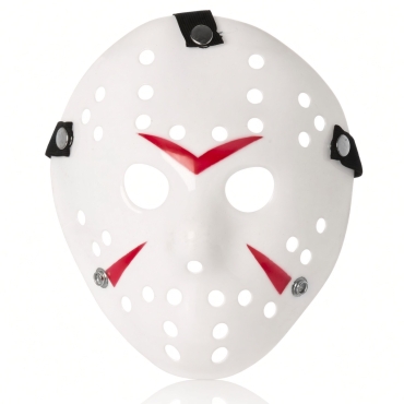 Ultra White and Red Adults Mask Halloween Killer Mask Hockey Mask Festival Hacker Masks Fancy Dress Costume vS Cosplay Horror Mens Womens Freddy Halloween Scary Face Mask Adult Masks Childs Masks