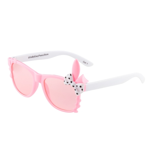 Ultra Childrens Sunglasses Bunny Bow Glasses UV400 Kids Girls Boy Heart 3 to 9 Years Pink Front with White Arms Love Heart UVA UVB Girls Sunglasses Bunny Bow Classic Girls Kids Glasses Retro Sturdy