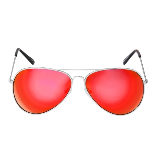Ultra Pilot Sunglasses - Adults Silver Frame with Red Mirror Lenses Mens and Womens Sunglasses Metal Framed Retro 80s Classic Style Sunglasses Women Men UV400 Protection Navigator Pilot