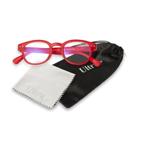 Ultra Deep Red Horn Rimmed Childrens Anti Blue Light Blocking Eye Strain Glasses Boys Girls Classic Kids Recommended Age 3 to 8 Years