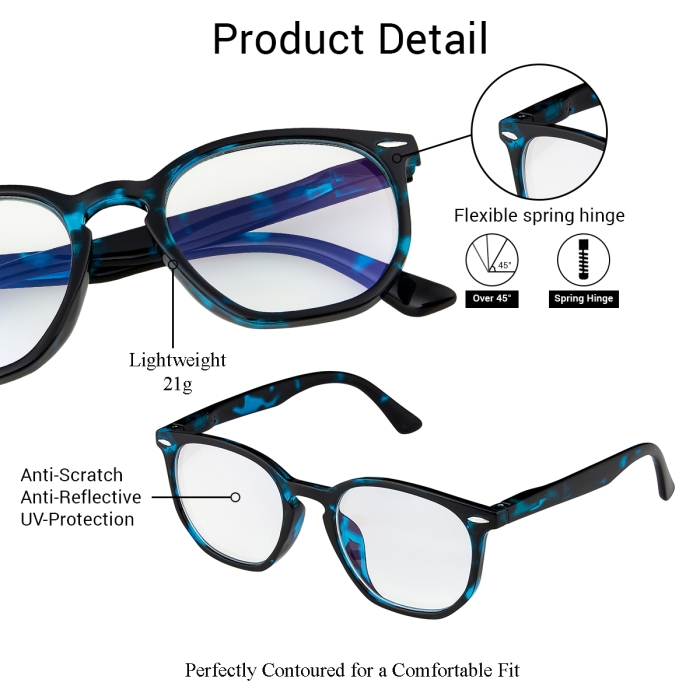 Kids Anti Blue Light Glasses - Tortoise Shell Design For Computer & Gaming, Ages 3-8, Ultra Lightweight & Foldable