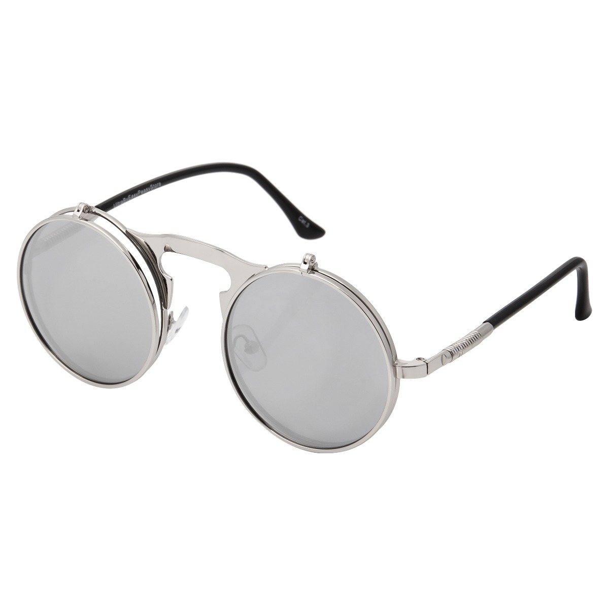 Silver Mirrored Steampunk Glasses Cyber Round Retro Goggles